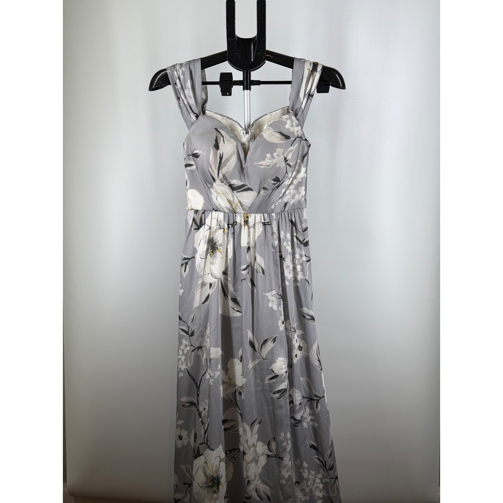 Bariano Australia Grey Floral Maxi Dress Sweetheart‎ Neckline Formal Size S